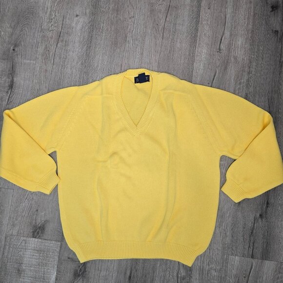 Lands End vintage 90s NWT Womens Regular Drifter V-Neck Cotton Sweater L Yellow - Picture 3 of 7